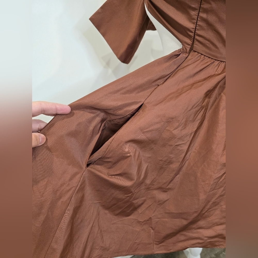 Zara Elegant Brown Bow Coctail Dress - Picture 7 of 10